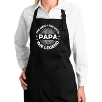 Wild Bobby, Papa Man Myth Legend Father's Day Gift Kitchen BBQ Grilling Cooking Dad Father Apron with Pockets, Black, One Size