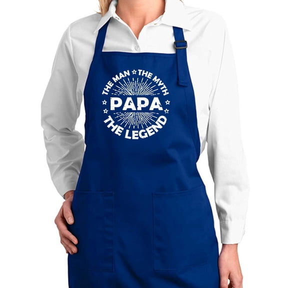 Wild Bobby, Papa Man Myth Legend Father's Day Gift Kitchen BBQ Grilling Cooking Dad Father Apron with Pockets, Royal, One Size