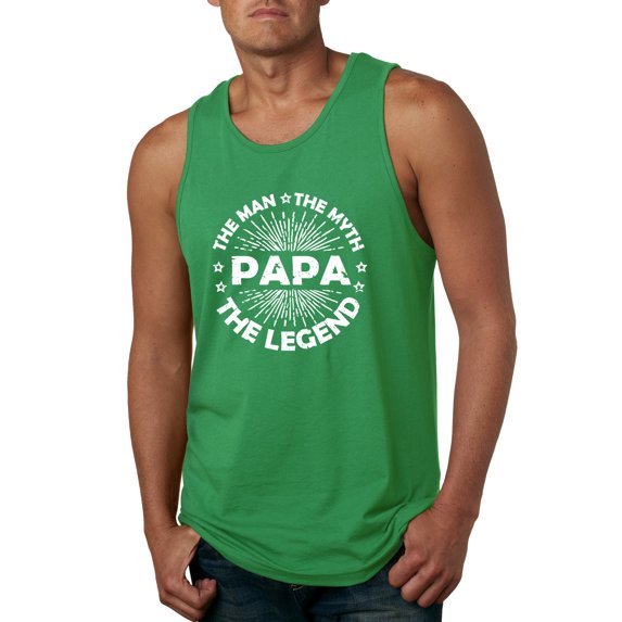 Wild Bobby, Papa Man Myth Legend Funny Dad Uncle Papa Granpa Dad Gift, Father's Day, Men Graphic Tank Top, Kelly, Small