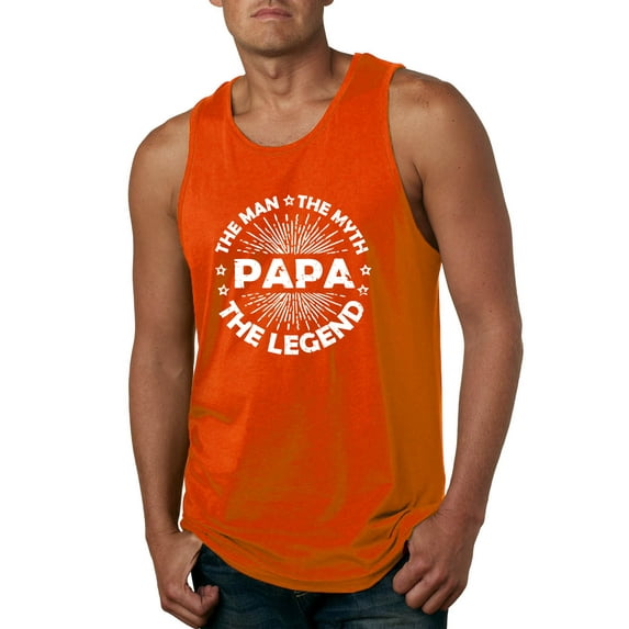 Wild Bobby, Papa Man Myth Legend Funny Dad Uncle Papa Granpa Dad Gift, Father's Day, Men Graphic Tank Top, Orange, XX-Large