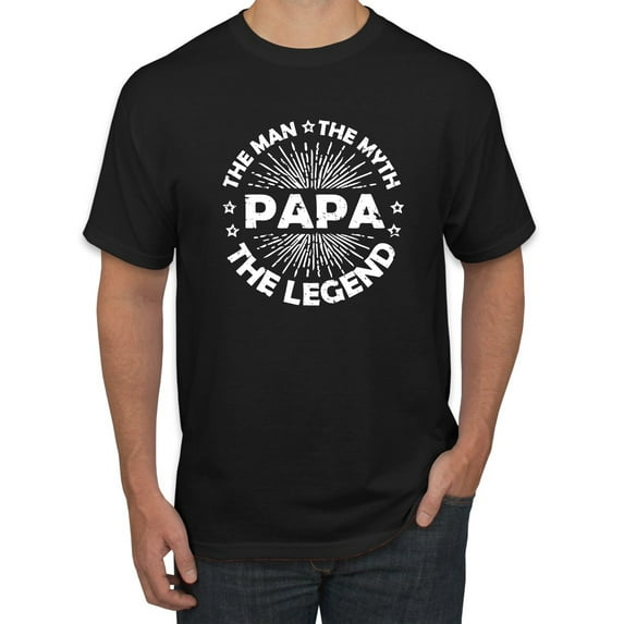 Wild Bobby, Papa Man Myth Legend Funny Dad Uncle Papa Granpa Dad Gift, Father's Day, Men Graphic Tee, Black, Small