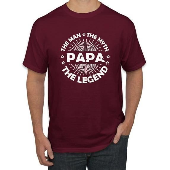 Wild Bobby, Papa Man Myth Legend Funny Dad Uncle Papa Granpa Dad Gift, Father's Day, Men Graphic Tee, Maroon, Large