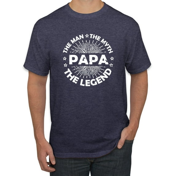 Wild Bobby, Papa Man Myth Legend Funny Dad Uncle Papa Granpa Dad Gift, Father's Day, Men Graphic Tee, Vintage Heather Navy, Large