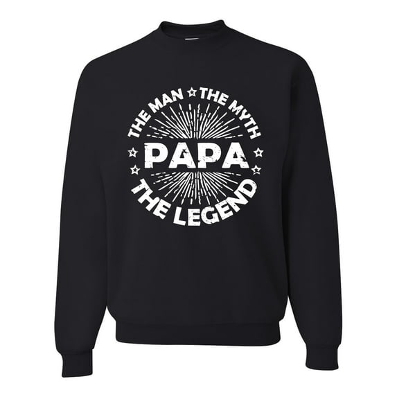 Wild Bobby, Papa Man Myth Legend Funny Dad Uncle Papa Granpa Dad Gift, Father's Day, Unisex Crewneck Graphic Sweatshirt, Black, Small