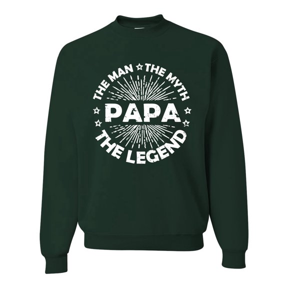 Wild Bobby, Papa Man Myth Legend Funny Dad Uncle Papa Granpa Dad Gift, Father's Day, Unisex Crewneck Graphic Sweatshirt, Forest Green, XX-Large