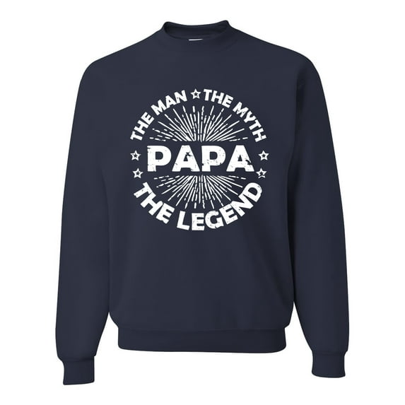 Wild Bobby, Papa Man Myth Legend Funny Dad Uncle Papa Granpa Dad Gift, Father's Day, Unisex Crewneck Graphic Sweatshirt, Navy, XX-Large