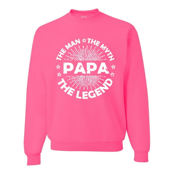 Wild Bobby, Papa Man Myth Legend Funny Dad Uncle Papa Granpa Dad Gift, Father's Day, Unisex Crewneck Graphic Sweatshirt, Neon Pink, 3X-Large