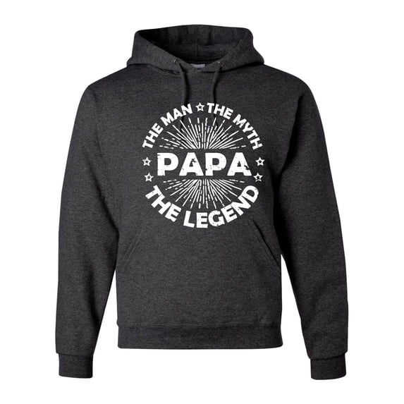 Wild Bobby, Papa Man Myth Legend Funny Dad Uncle Papa Granpa Dad Gift, Father's Day, Unisex Graphic Hoodie Sweatshirt, Heather Black, Large
