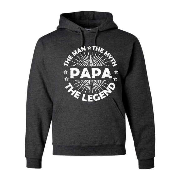 Wild Bobby, Papa Man Myth Legend Funny Dad Uncle Papa Granpa Dad Gift, Father's Day, Unisex Graphic Hoodie Sweatshirt, Heather Black, X-Large
