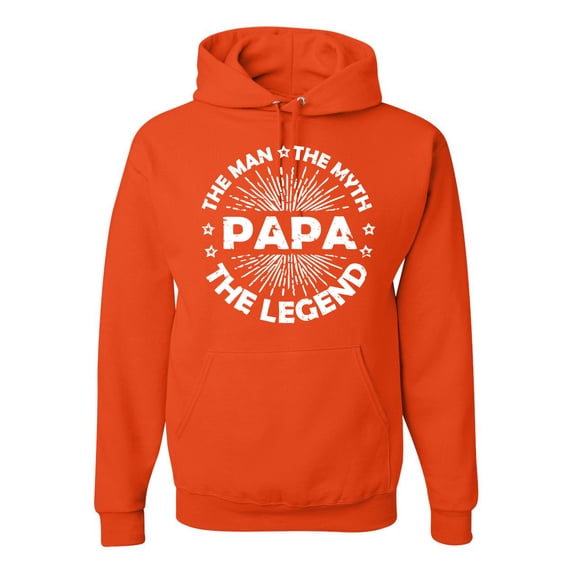 Wild Bobby, Papa Man Myth Legend Funny Dad Uncle Papa Granpa Dad Gift, Father's Day, Unisex Graphic Hoodie Sweatshirt, Orange, XX-Large
