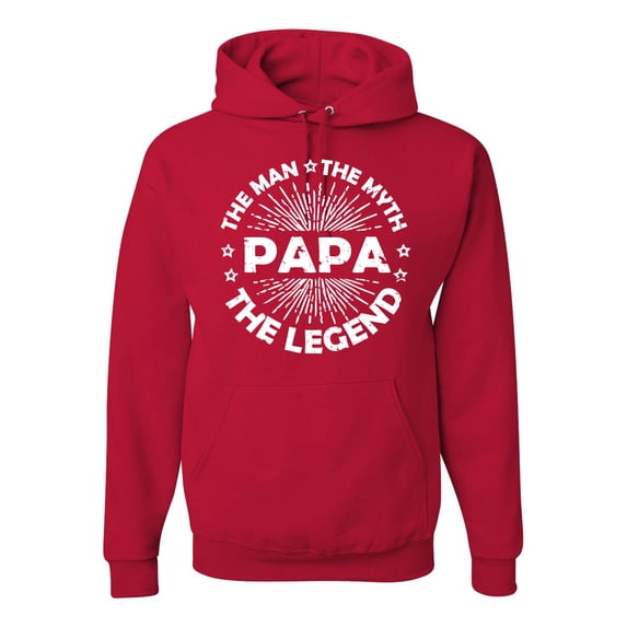 Wild Bobby, Papa Man Myth Legend Funny Dad Uncle Papa Granpa Dad Gift, Father's Day, Unisex Graphic Hoodie Sweatshirt, Red, X-Large