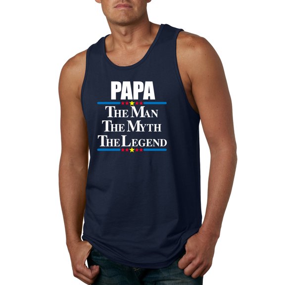 Wild Bobby,Papa The Man The Myth The Legend Best Daddy Father Gift, Father's Day, Men Graphic Tank Top, Navy, Small
