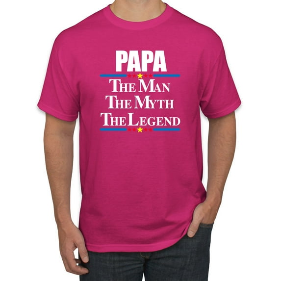 Wild Bobby,Papa The Man The Myth The Legend Best Daddy Father Gift, Father's Day, Men Graphic Tees, Fuschia, Large