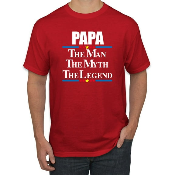 Wild Bobby,Papa The Man The Myth The Legend Best Daddy Father Gift, Father's Day, Men Graphic Tees, Red, Large