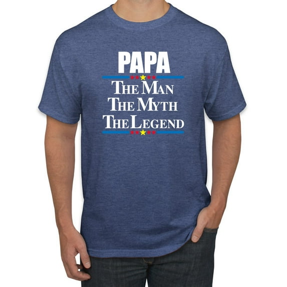 Wild Bobby,Papa The Man The Myth The Legend Best Daddy Father Gift, Father's Day, Men Graphic Tees, Vintage Heather Blue, Medium