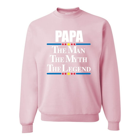 Wild Bobby,Papa The Man The Myth The Legend Best Daddy Father Gift, Father's Day, Unisex Crewneck Graphic Sweatshirt, Light Pink, Medium