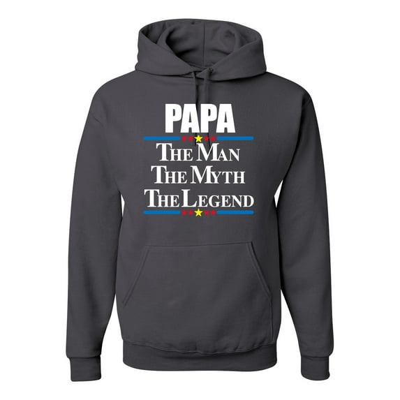Wild Bobby,Papa The Man The Myth The Legend Best Daddy Father Gift, Father's Day, Unisex Graphic Hoodie Sweatshirt, Charcoal, 2XL