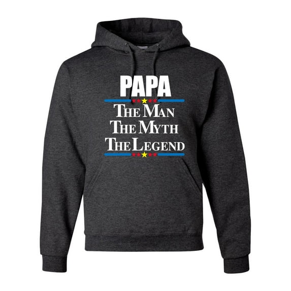 Wild Bobby,Papa The Man The Myth The Legend Best Daddy Father Gift, Father's Day, Unisex Graphic Hoodie Sweatshirt, Heather Black, Large