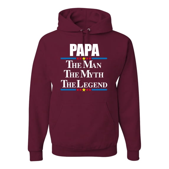 Wild Bobby,Papa The Man The Myth The Legend Best Daddy Father Gift, Father's Day, Unisex Graphic Hoodie Sweatshirt, Maroon, Small