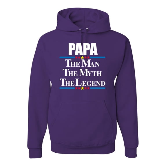 Wild Bobby,Papa The Man The Myth The Legend Best Daddy Father Gift, Father's Day, Unisex Graphic Hoodie Sweatshirt, Purple, 3XL