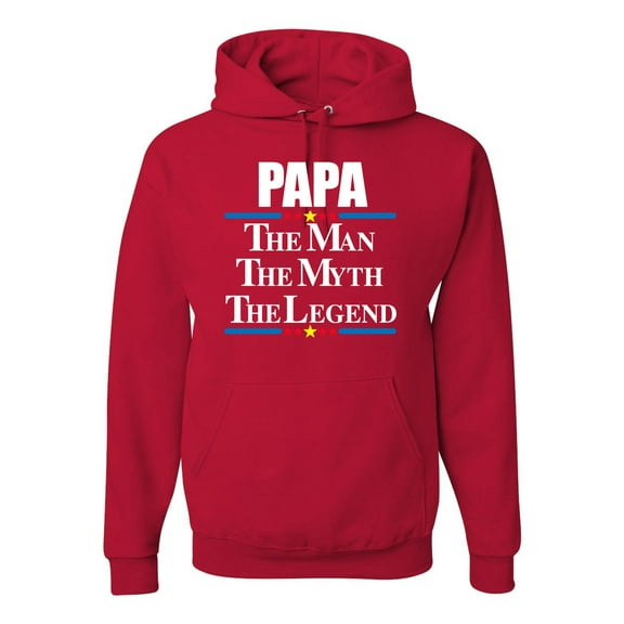 Wild Bobby,Papa The Man The Myth The Legend Best Daddy Father Gift, Father's Day, Unisex Graphic Hoodie Sweatshirt, Red, X-Large