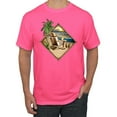 thumbnail image 1 of Wild Bobby, Paradise Found Beach Chilling Pop Culture Men's Graphic T-Shirt, Neon Pink, Large, 1 of 3