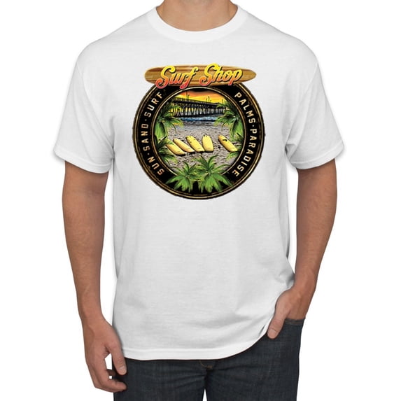 Wild Bobby, Paradise Found Beach Chilling Pop Culture Men's Graphic T-Shirt, White, 2XL