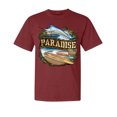 thumbnail image 1 of Wild Bobby, Paradise Surf Shack Marlin, Garment-Dyed Washed Look Short Sleeve Tees, Tomato, Small, 1 of 3