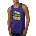 thumbnail image 1 of Wild Bobby, Paradise Surf Shack Marlin Pop Culture Mens Graphic Tank Top, Purple, Small, 1 of 3