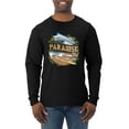 thumbnail image 1 of Wild Bobby, Paradise Surf Shack Marlin Pop Culture Mens Long Sleeve Shirt, Black, Small, 1 of 3