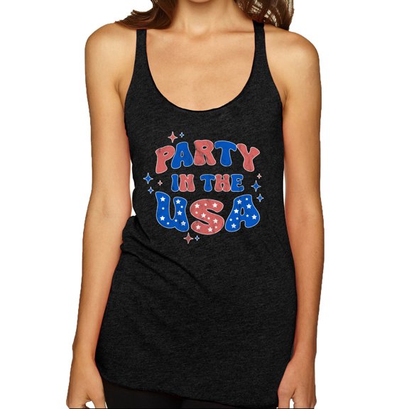 Wild Bobby Party in the USA Women Tri-Blend Racerback Tank Top