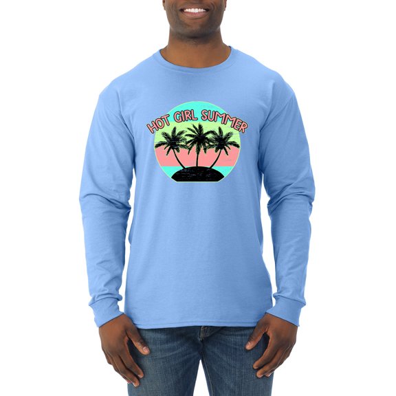 Wild Bobby, Pastel Color Hot Girl Summer, Streetwear, Men Long Sleeve Shirt, Light Blue, XX-Large
