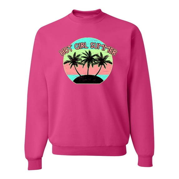 Wild Bobby, Pastel Color Hot Girl Summer, Streetwear, Unisex Crewneck Graphic Sweatshirt, Fuschia, Large