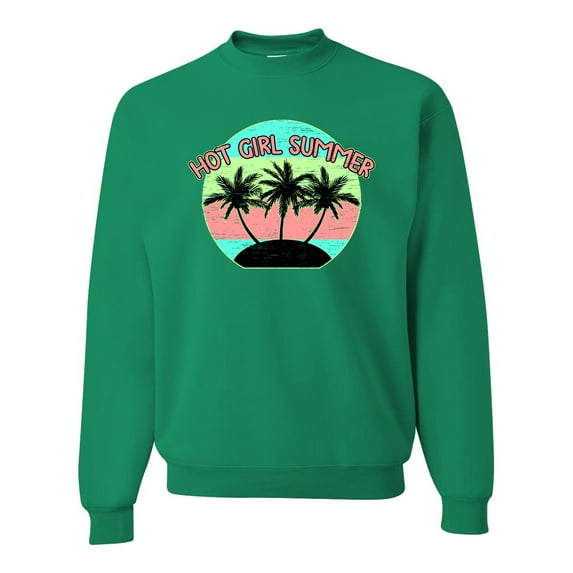 Wild Bobby, Pastel Color Hot Girl Summer, Streetwear, Unisex Crewneck Graphic Sweatshirt, Kelly, 4X-Large