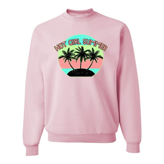 Wild Bobby, Pastel Color Hot Girl Summer, Streetwear, Unisex Crewneck Graphic Sweatshirt, Light Pink, X-Large