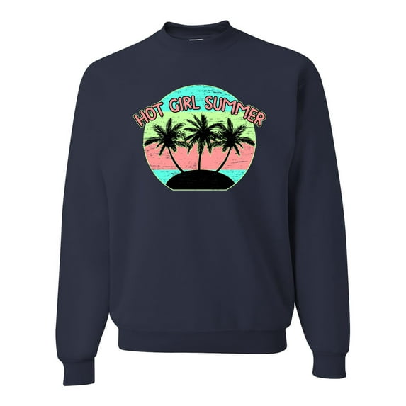 Wild Bobby, Pastel Color Hot Girl Summer, Streetwear, Unisex Crewneck Graphic Sweatshirt, Navy, Small