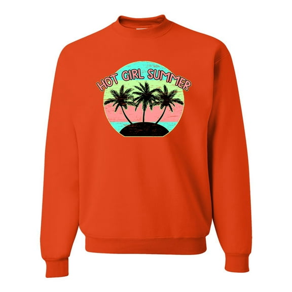 Wild Bobby, Pastel Color Hot Girl Summer, Streetwear, Unisex Crewneck Graphic Sweatshirt, Orange, X-Large