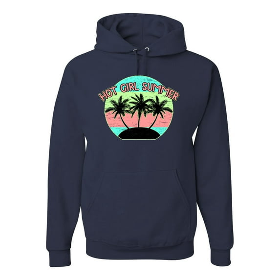 Wild Bobby, Pastel Color Hot Girl Summer, Streetwear, Unisex Graphic Hoodie Sweatshirt, Navy, Small