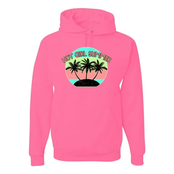 Wild Bobby, Pastel Color Hot Girl Summer, Streetwear, Unisex Graphic Hoodie Sweatshirt, Neon Pink, X-Large