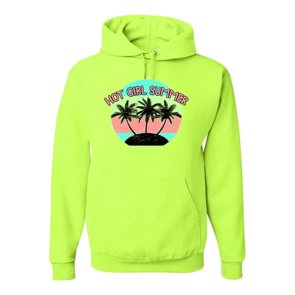 Wild Bobby, Pastel Color Hot Girl Summer, Streetwear, Unisex Graphic Hoodie Sweatshirt, Safety Green, XX-Large