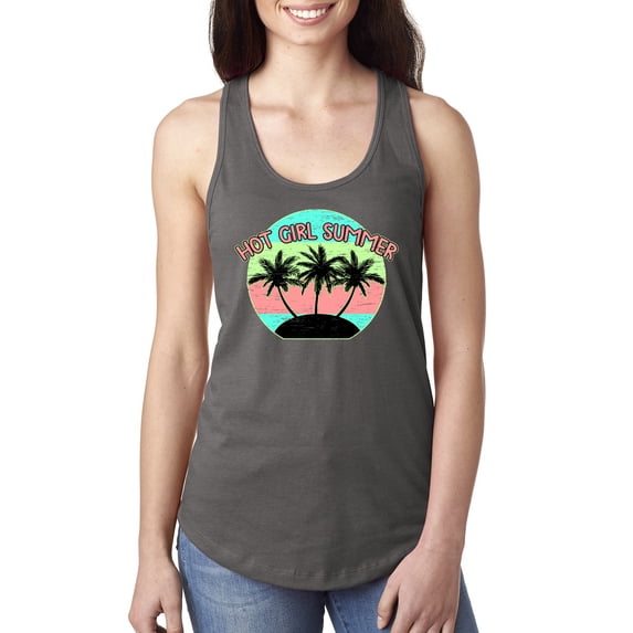 Wild Bobby, Pastel Color Hot Girl Summer, Streetwear, Women Racerback Tank Top, Dark Grey, Large