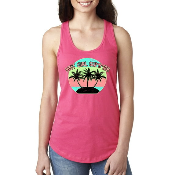 Wild Bobby, Pastel Color Hot Girl Summer, Streetwear, Women Racerback Tank Top, Hot Pink, X-Large