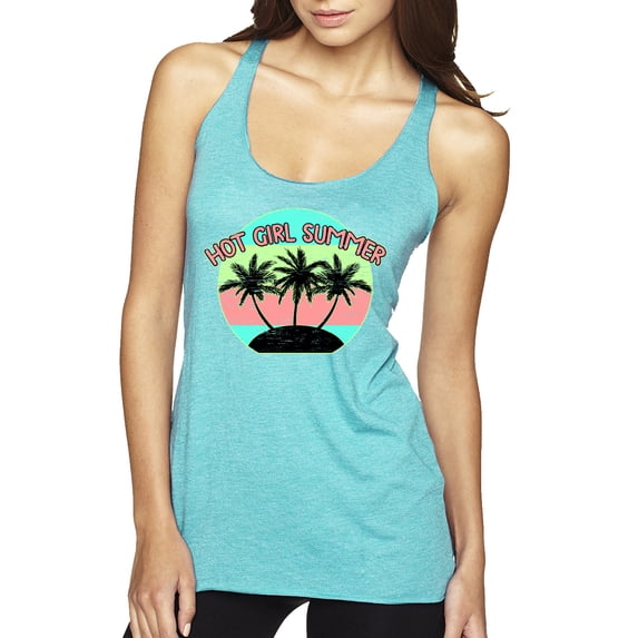 Wild Bobby, Pastel Color Hot Girl Summer, Streetwear, Women Tri-Blend Racerback Tank Top, Tahiti Blue, X-Large