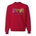 thumbnail image 1 of Wild Bobby, Peace Love Baseball Sports Unisex Crewneck Graphic Sweatshirt, Red, Large, 1 of 4