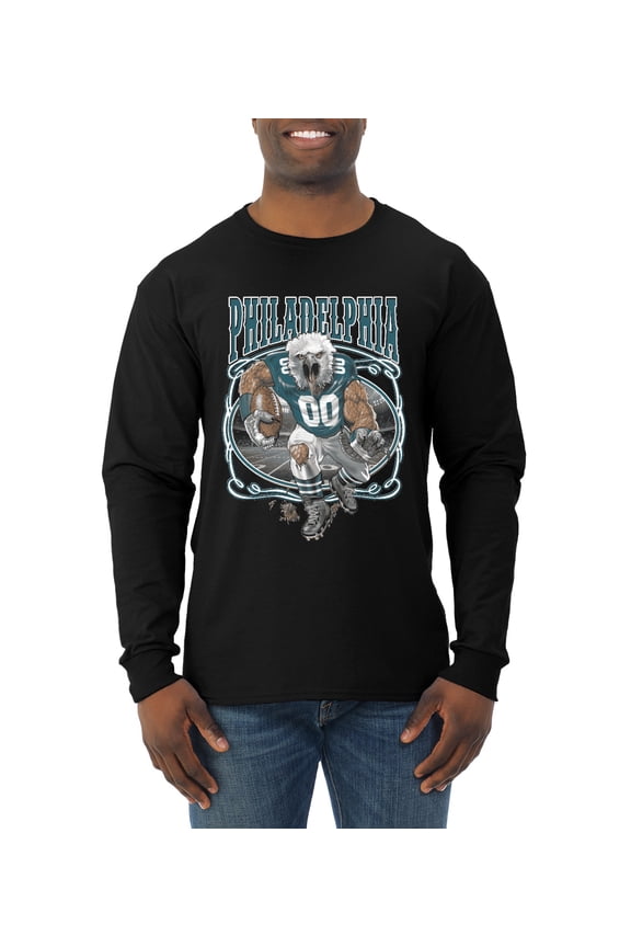 , Philadelphia Fan | PHI Fantasy Football ,Sports, Men Long Sleeve Shirt, Black, Large