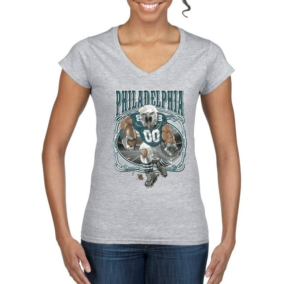 Wild Bobby, Philadelphia Fan | PHI Fantasy Football ,Sports, Women Standard V-Neck Tee, Heather Grey, Small