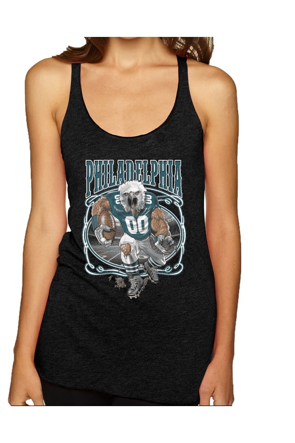 , Philadelphia Fan | PHI Fantasy Football ,Sports, Women Tri-Blend Racerback Tank Top, Vintage Black, X-Large