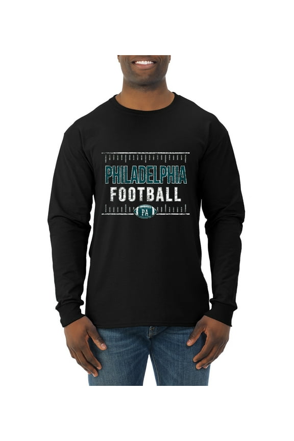 Philadelphia PHI Hometown City Football Fan Pride Sports Men's Long Sleeve T-Shirt, Black, Small