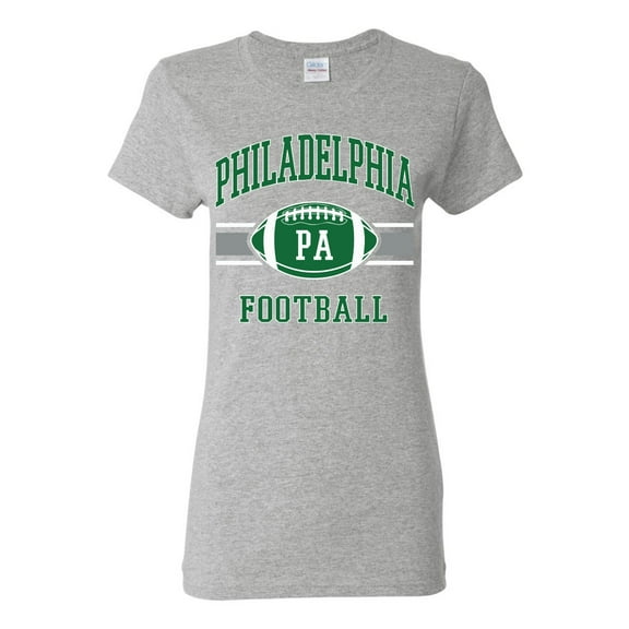 Wild Bobby Philly PA Football Classic Retro Stripe Logo Kelly Green Women Graphic Tee