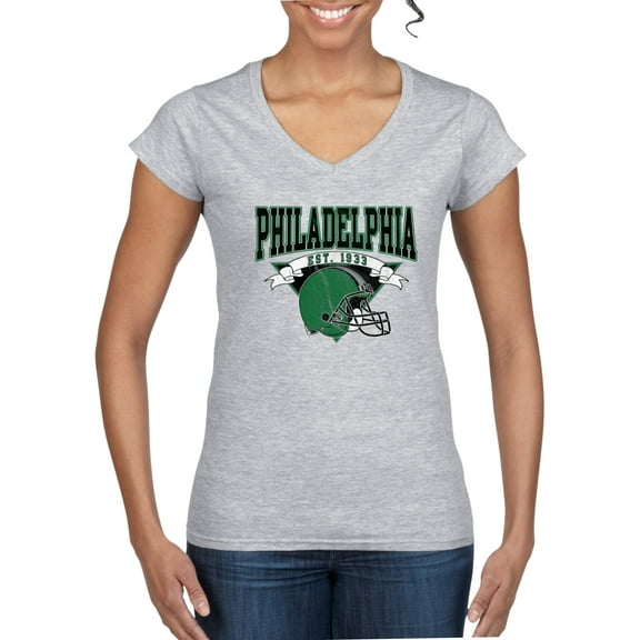 Wild Bobby Philly PA Football Est 1933 Classic Retro Helmet Logo Women Standard V-Neck Tee